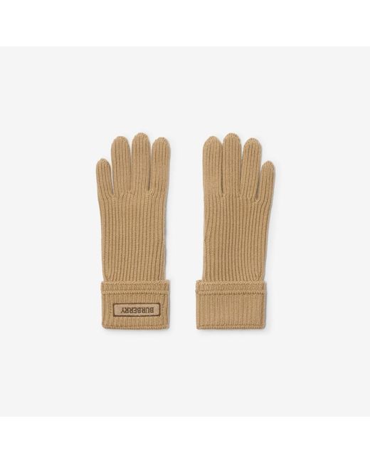 Burberry Logo Patch Wool Blend Gloves in Natural für Herren