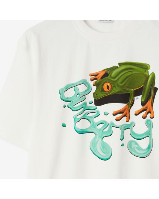 T-shirt en coton à imprimé grenouille Burberry pour homme en coloris White