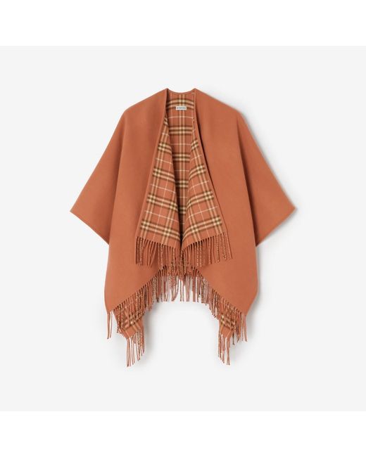 Burberry Brown Reversible Check Wool Cape