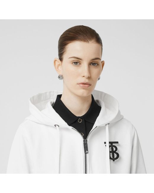 Burberry Men's Waltford Zip-front Active Hoodie in White - Save 58% - Lyst