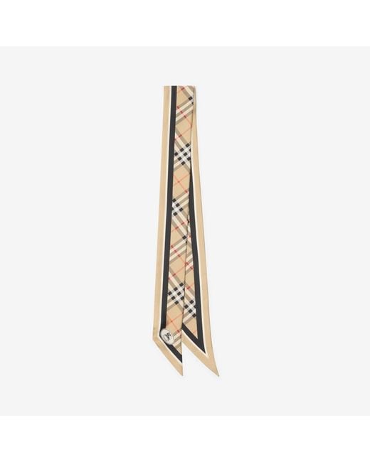 Burberry Metallic Skinny Check Silk Scarf