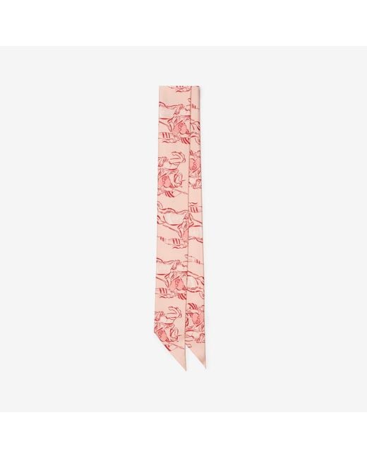 Burberry Pink Skinny Heart Knight Silk Scarf