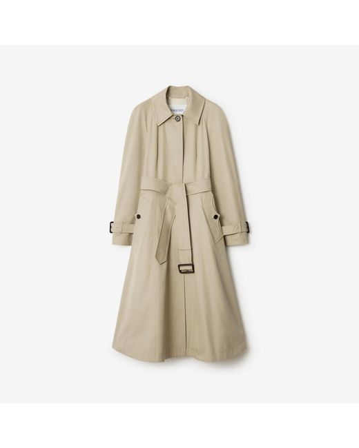 Burberry Natural Long Gabardine Ellingham Fit-And-Flare Car Coat