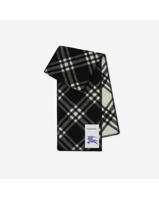 Burberry Black Check Wool Scarf