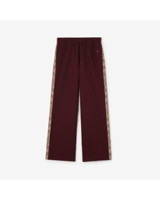 Burberry Purple Check Trim Cotton Track Pants
