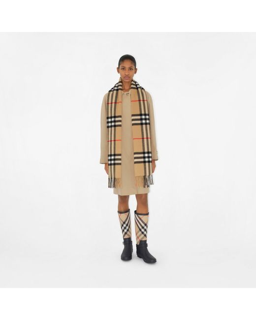 Burberry Natural Wide Check Cashmere Scarf