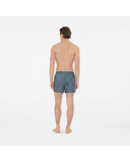 Burberry Check Swim Shorts in Blue für Herren