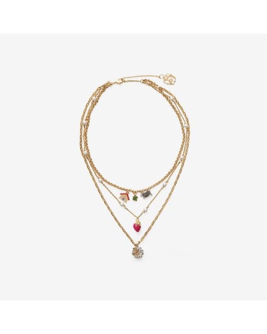 Burberry Metallic Multi-Layered Charm Necklace