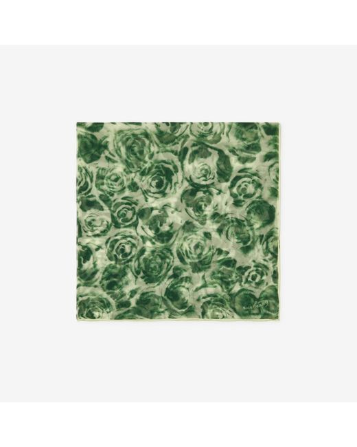 Burberry Green Rose Silk Scarf
