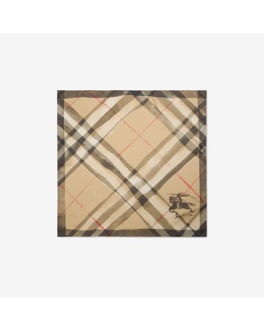 Burberry Natural Watercolour Check Silk Scarf