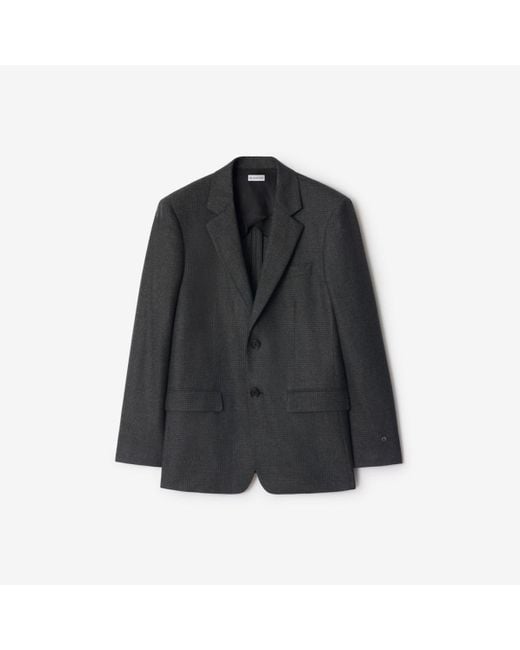 Burberry Black Check Wool Cashmere Tailored Jacket for men