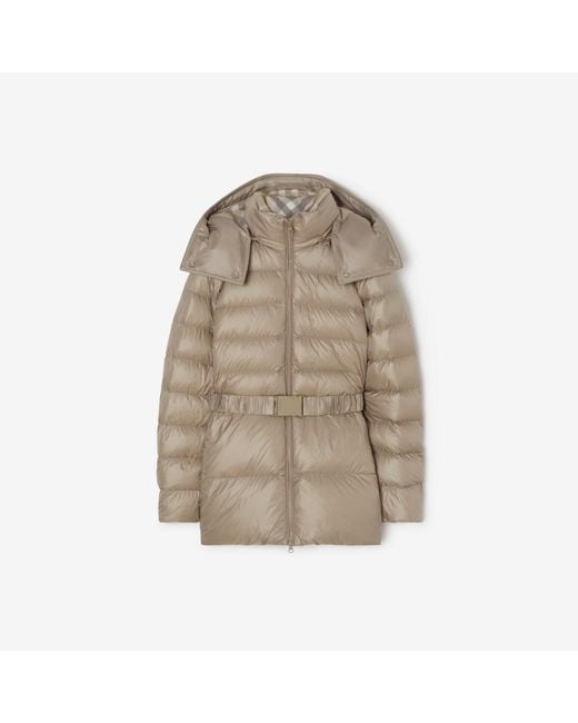 Burberry Natural Short Nylon Hooded Puffer Coat