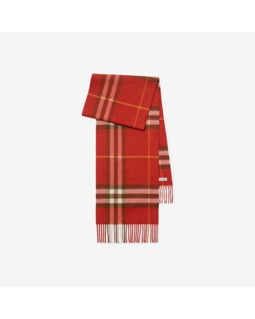 Burberry Red Check Cashmere Scarf