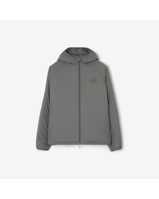 Burberry Gray Packable Nylon Dunwich Hooded Jacket for men