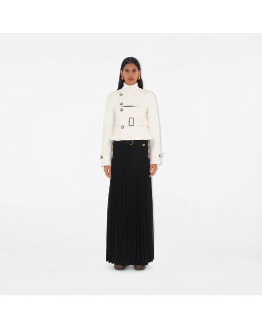 Burberry White Stretch Cotton Blend Tailored Jacket