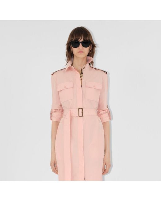 Burberry Pink Cotton Poplin Shirt Dress