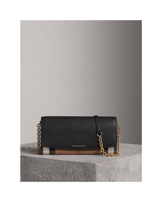 Burberry House Check And Leather Wallet With Chain Black Lyst Canada