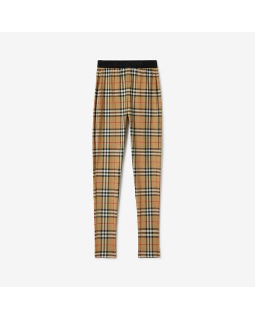 Burberry Natural Leggings aus Stretchjersey in Check
