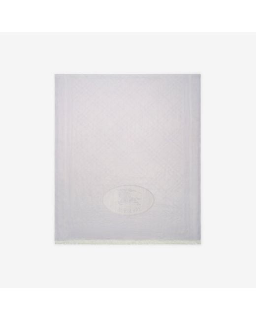 Burberry White Check Cashmere Silk Scarf