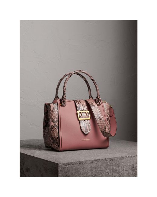 Burberry Pink Grainy Leather Small Buckle Tote Bag - Yoogi's Closet