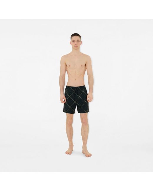 Burberry Black Check Swim Shorts for men