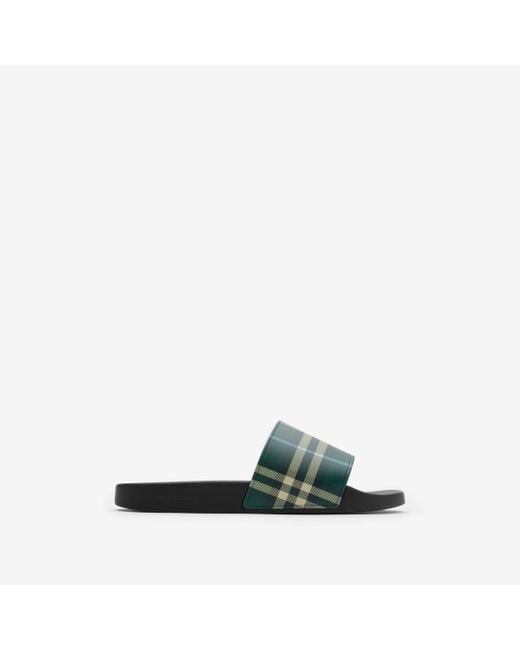 Burberry Green Check Slides for men