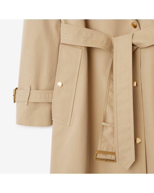 Burberry Natural Long Check Collar Gabardine Trench Coat