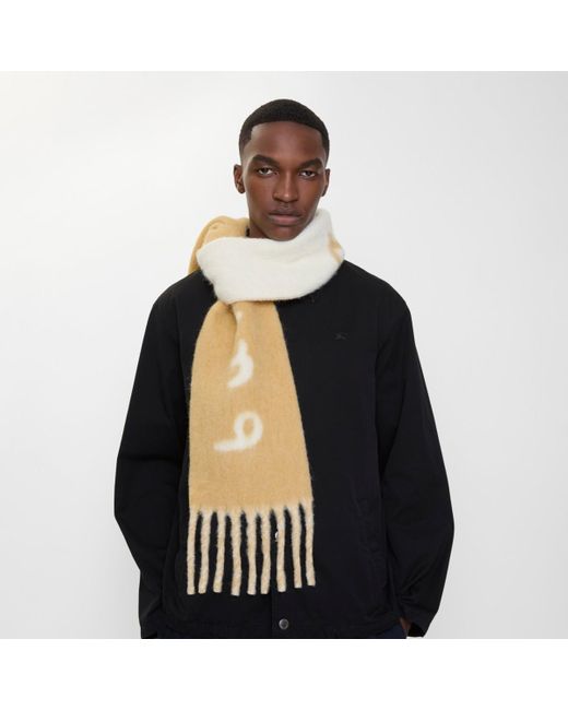 Burberry Natural Reversible Logo Alpaca Wool Blend Scarf
