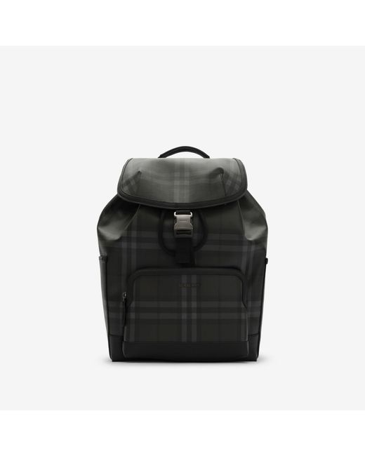 Burberry Black City Check Clip Backpack for men