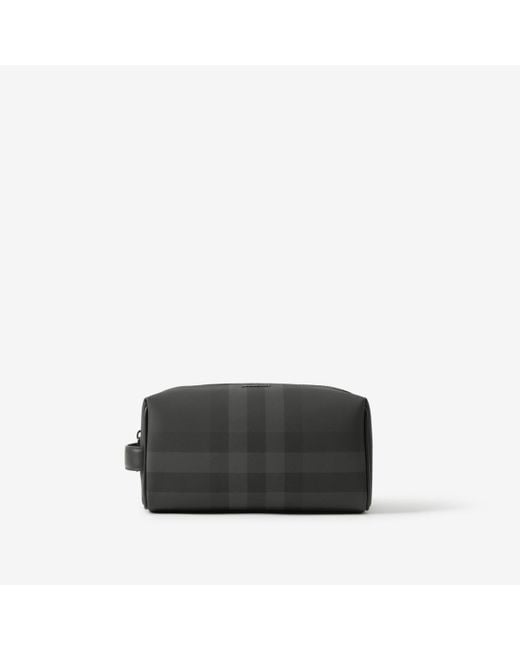 Burberry Black Check And Leather Travel Pouch for men