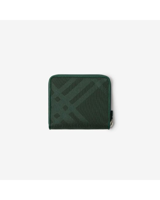 Burberry Green Medium Check Jacquard Zip Wallet for men