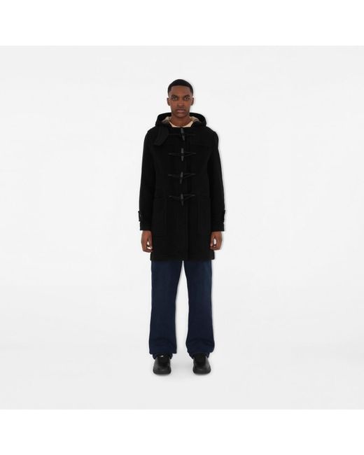 Burberry Black Wool Blend Duffle Coat for men