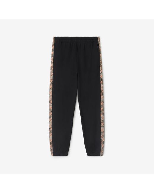 Burberry Black Check Trim Cotton Jogging Pants for men