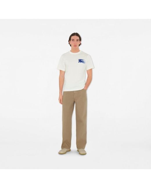 Burberry White Ekd Cotton T-Shirt for men