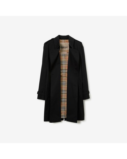 Burberry Black Mid-length Kensington Heritage Trench Coat for men