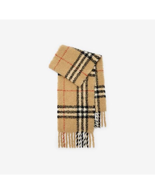 Burberry Metallic Check Alpaca Wool Blend Bouclé Scarf