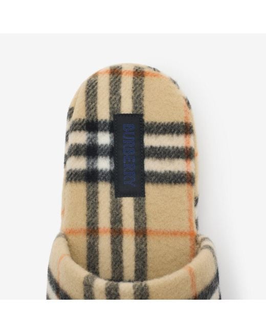 Check Wool Blend Slippers Burberry en coloris Natural