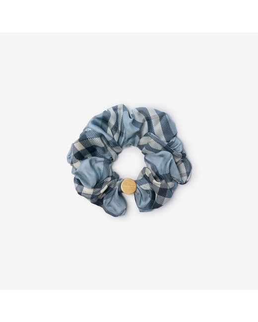 Burberry Blue Check Silk Scrunchie