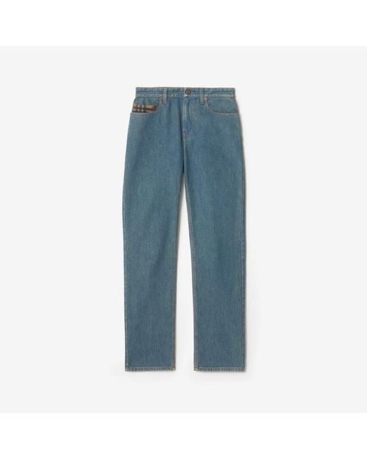 Burberry Blue Mid-Rise Straight Jeans