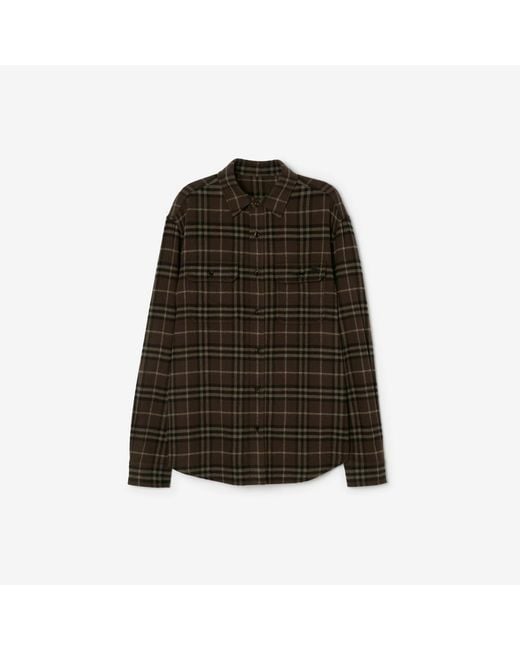Burberry Green Check Wool Flannel Overshirt for men