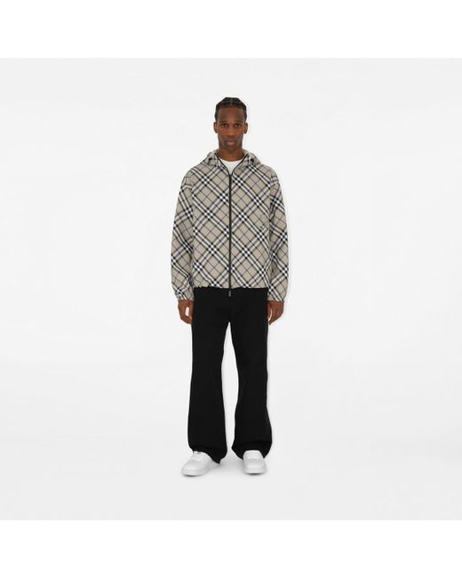 Burberry Reversible Check Hooded Jacket in Gray für Herren