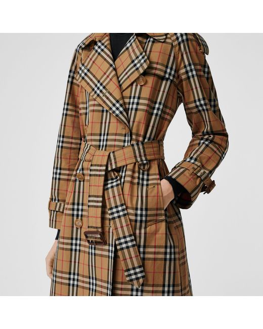 Burberry Vintage Check Cotton Trench Coat | Lyst