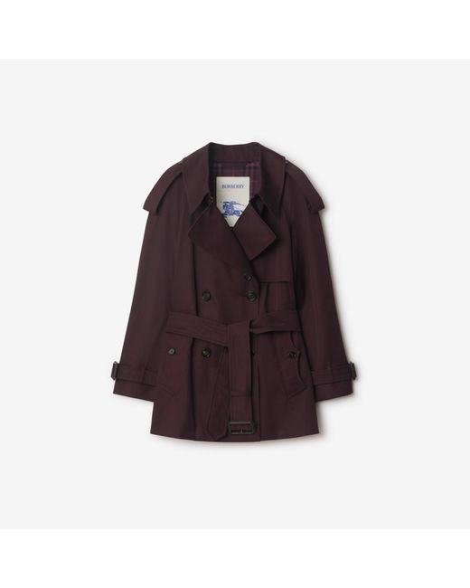 Burberry Purple Short Gabardine Fitzrovia Trench Coat
