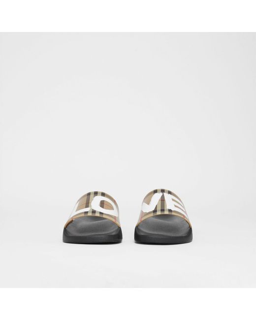 Burberry Men\'s Love Print Vintage Check Slides Burberry Love Print Vintage Check Slides for Men | Lyst main image 3