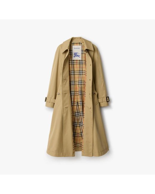 Burberry Natural Long Gabardine Ellingham Fit-And-Flare Car Coat