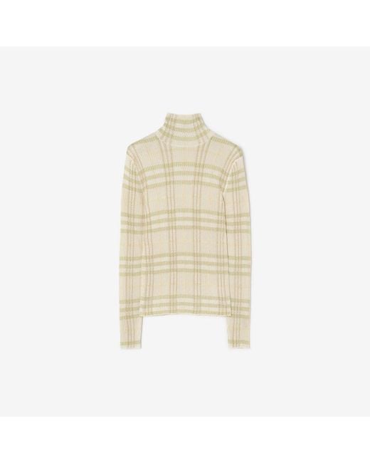 Burberry Natural Check Viscose Turtleneck Sweater