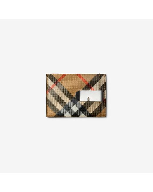 Burberry White Check Clip Card Case for men