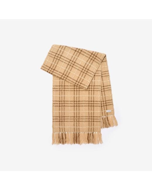 Burberry Natural Embellished Check Bouclé Scarf