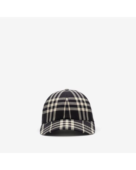 Burberry Black Check Cotton Baseball Cap for men