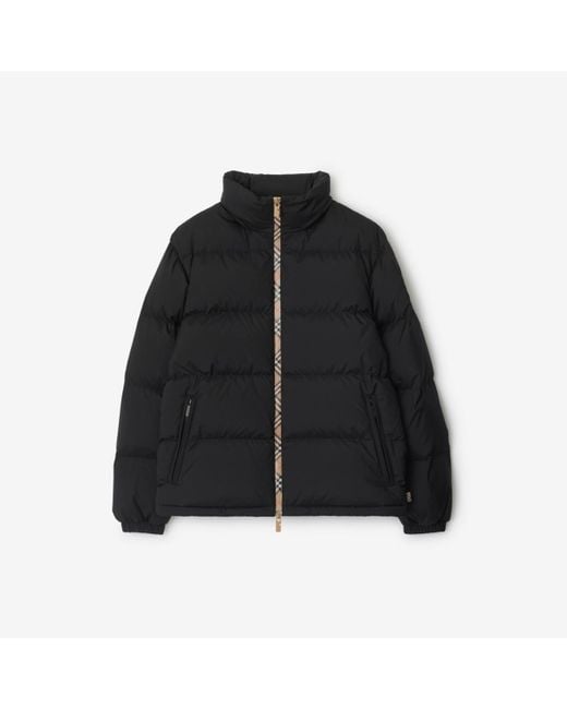 Burberry Black Checker-Tape Snowdon Puffer Jacket for men